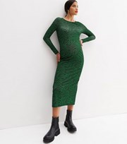 New Look Maternity Green Animal Print Long Sleeve Midi Dress